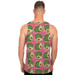 Pink Palm Leaf Avocado Print Men's Tank Top