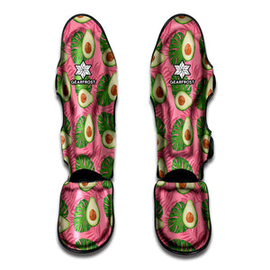 Pink Palm Leaf Avocado Print Muay Thai Shin Guard