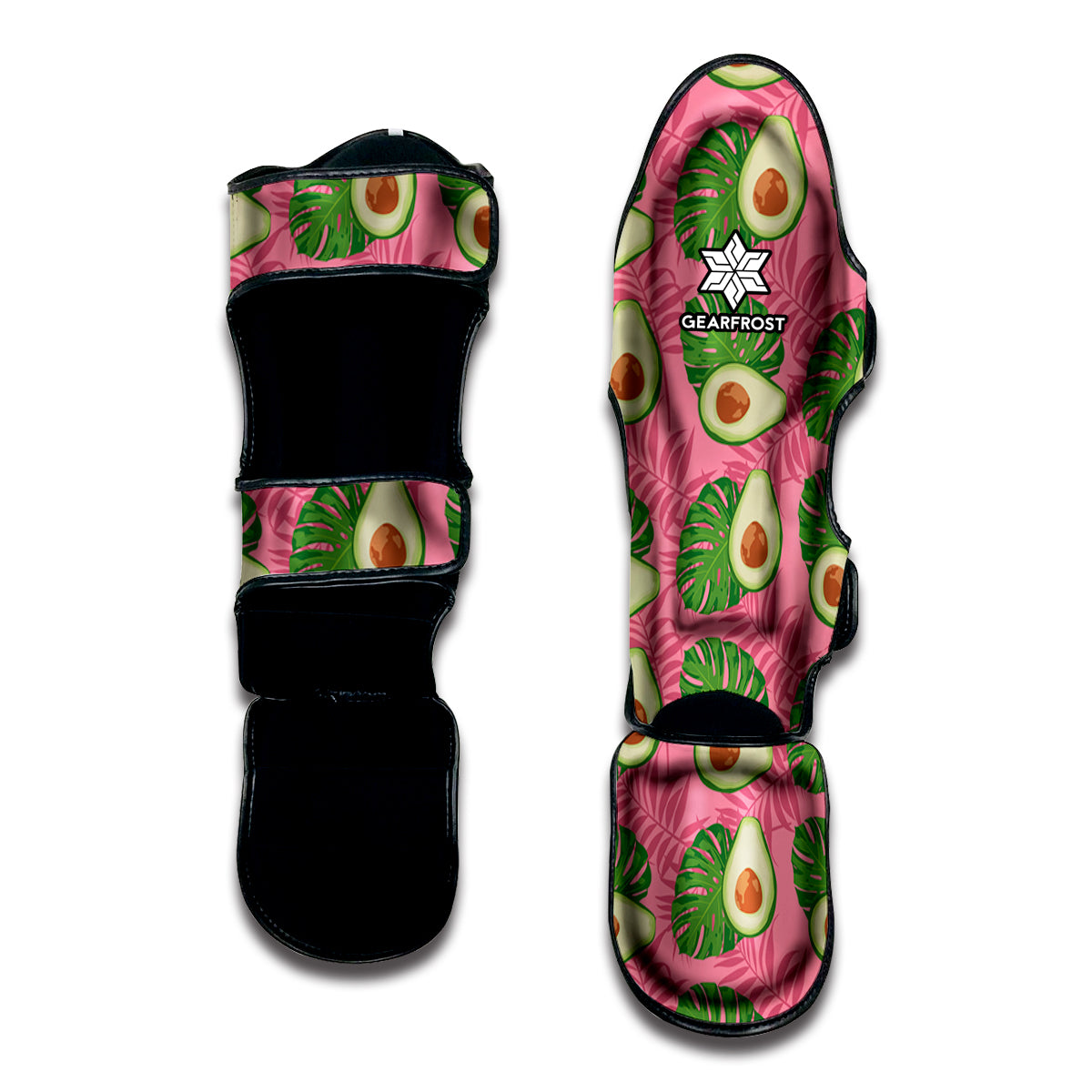 Pink Palm Leaf Avocado Print Muay Thai Shin Guard