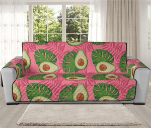 Pink Palm Leaf Avocado Print Oversized Sofa Protector