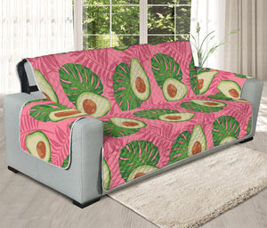 Pink Palm Leaf Avocado Print Oversized Sofa Protector