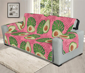 Pink Palm Leaf Avocado Print Oversized Sofa Protector