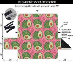 Pink Palm Leaf Avocado Print Oversized Sofa Protector