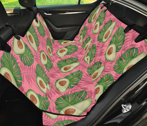 Pink Palm Leaf Avocado Print Pet Car Back Seat Cover