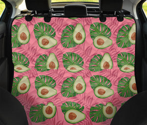 Pink Palm Leaf Avocado Print Pet Car Back Seat Cover