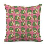 Pink Palm Leaf Avocado Print Pillow Cover