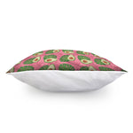 Pink Palm Leaf Avocado Print Pillow Cover