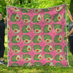 Pink Palm Leaf Avocado Print Quilt