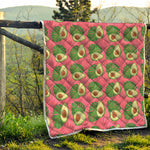 Pink Palm Leaf Avocado Print Quilt