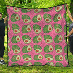 Pink Palm Leaf Avocado Print Quilt