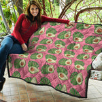 Pink Palm Leaf Avocado Print Quilt