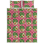 Pink Palm Leaf Avocado Print Quilt Bed Set