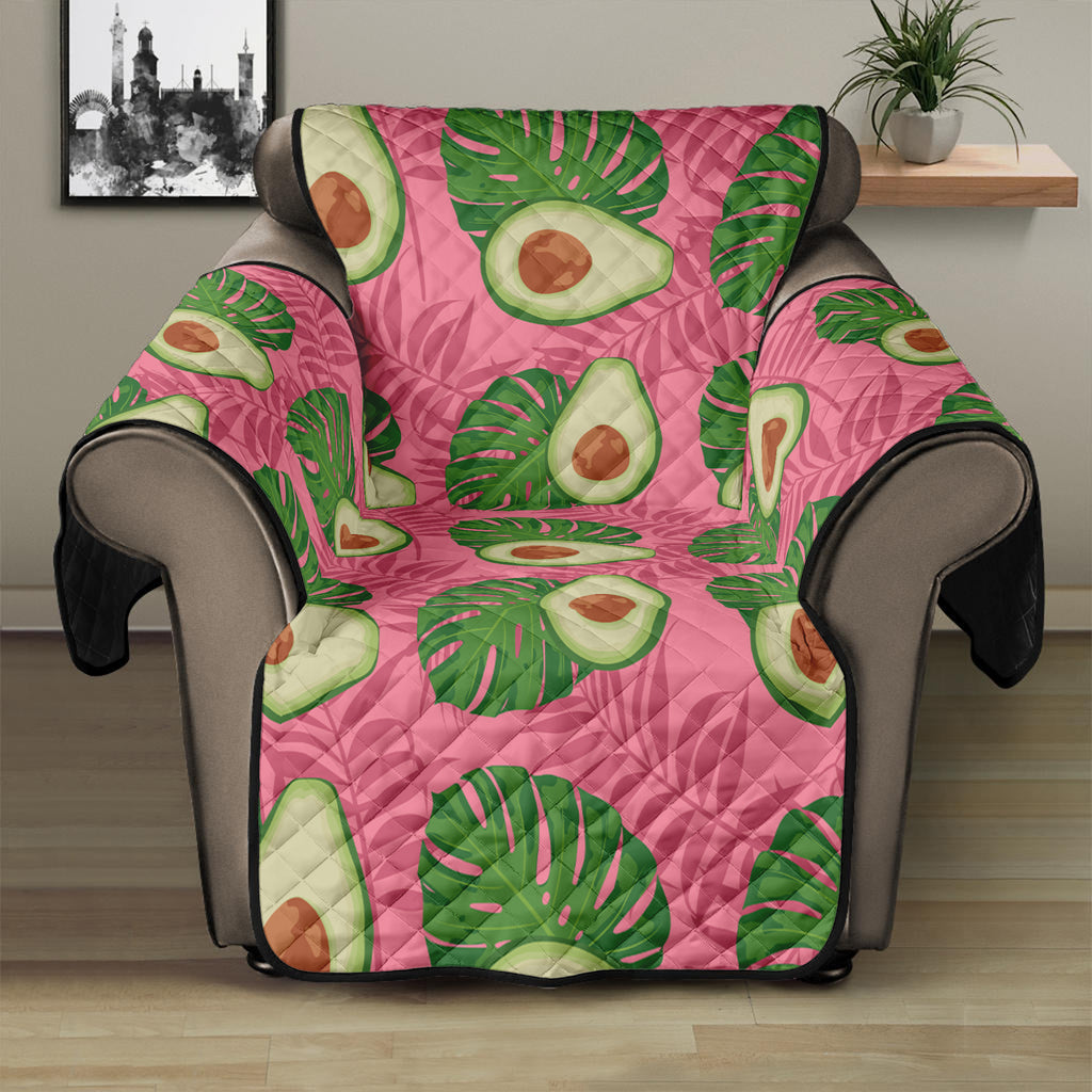 Pink Palm Leaf Avocado Print Recliner Protector