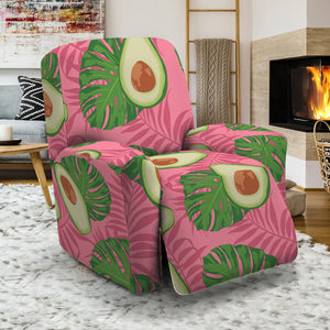 Pink Palm Leaf Avocado Print Recliner Slipcover