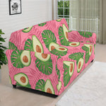 Pink Palm Leaf Avocado Print Sofa Cover