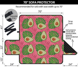 Pink Palm Leaf Avocado Print Sofa Protector