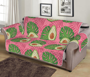 Pink Palm Leaf Avocado Print Sofa Protector