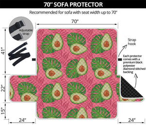 Pink Palm Leaf Avocado Print Sofa Protector