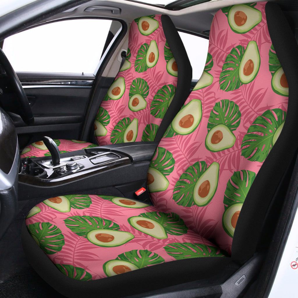 Pink Palm Leaf Avocado Print Universal Fit Car Seat Covers