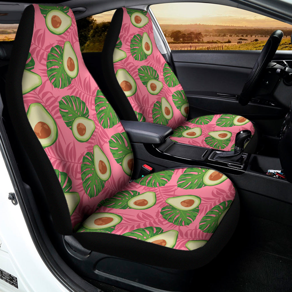 Pink Palm Leaf Avocado Print Universal Fit Car Seat Covers