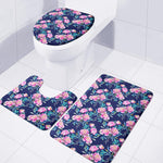 Pink Peony Floral Flower Pattern Print 3 Piece Bath Mat Set