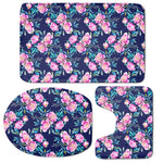 Pink Peony Floral Flower Pattern Print 3 Piece Bath Mat Set