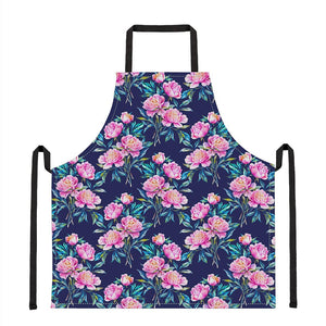 Pink Peony Floral Flower Pattern Print Apron