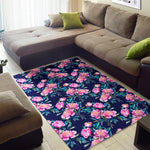 Pink Peony Floral Flower Pattern Print Area Rug GearFrost