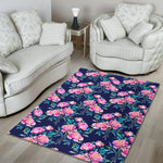 Pink Peony Floral Flower Pattern Print Area Rug GearFrost