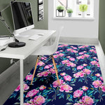 Pink Peony Floral Flower Pattern Print Area Rug GearFrost