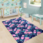Pink Peony Floral Flower Pattern Print Area Rug GearFrost