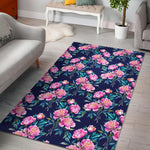 Pink Peony Floral Flower Pattern Print Area Rug GearFrost