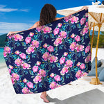 Pink Peony Floral Flower Pattern Print Beach Sarong Wrap