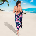 Pink Peony Floral Flower Pattern Print Beach Sarong Wrap