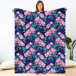 Pink Peony Floral Flower Pattern Print Blanket