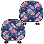 Pink Peony Floral Flower Pattern Print Car Headrest Covers