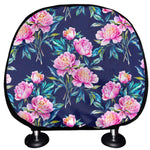 Pink Peony Floral Flower Pattern Print Car Headrest Covers