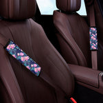 Pink Peony Floral Flower Pattern Print Car Seat Belt Covers