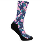 Pink Peony Floral Flower Pattern Print Crew Socks