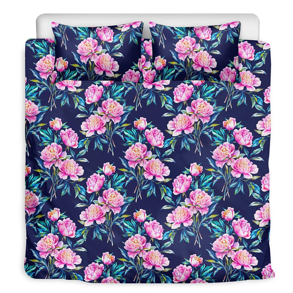Pink Peony Floral Flower Pattern Print Duvet Cover Bedding Set