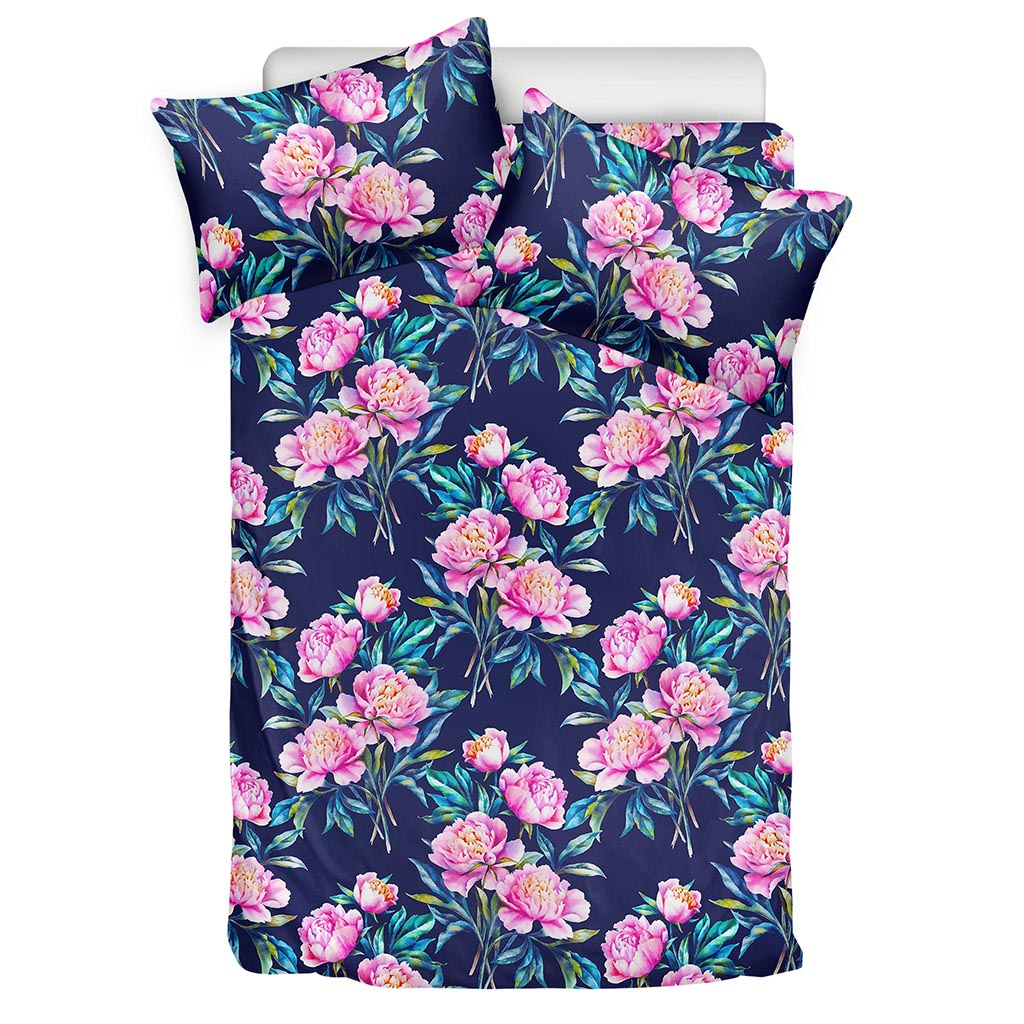 Pink Peony Floral Flower Pattern Print Duvet Cover Bedding Set