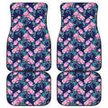 Pink Peony Floral Flower Pattern Print Front and Back Car Floor Mats