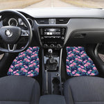 Pink Peony Floral Flower Pattern Print Front and Back Car Floor Mats
