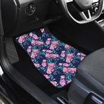 Pink Peony Floral Flower Pattern Print Front and Back Car Floor Mats