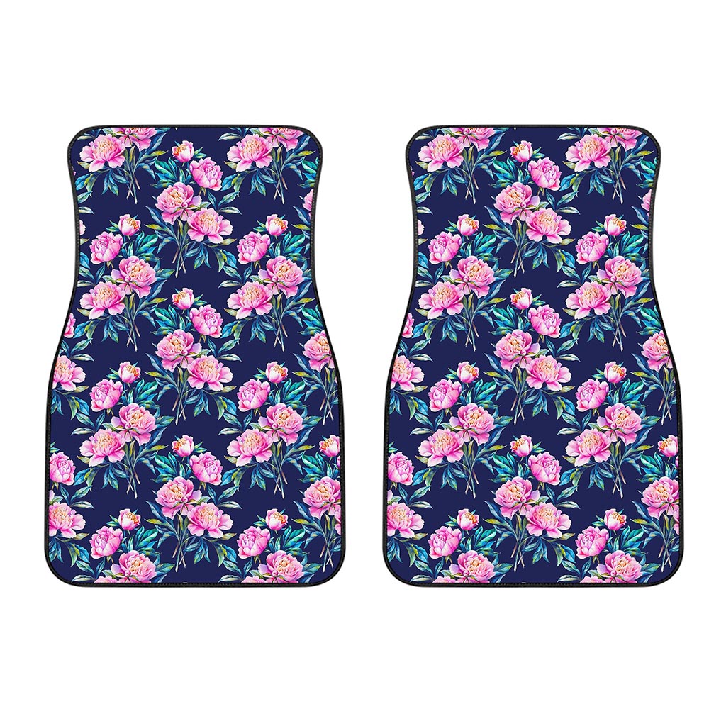 Pink Peony Floral Flower Pattern Print Front Car Floor Mats