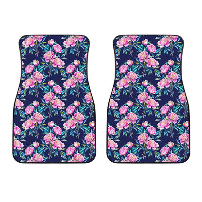 Pink Peony Floral Flower Pattern Print Front Car Floor Mats