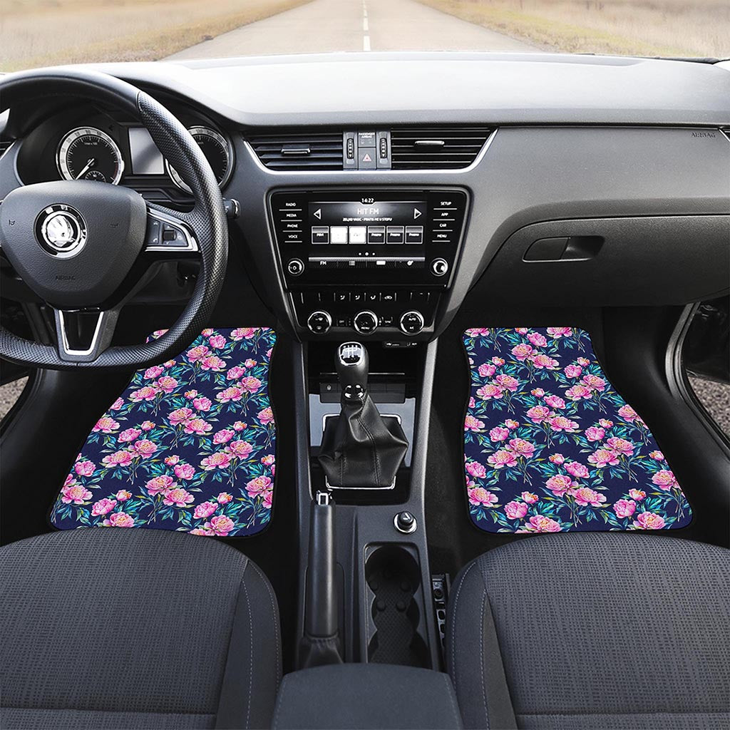 Pink Peony Floral Flower Pattern Print Front Car Floor Mats
