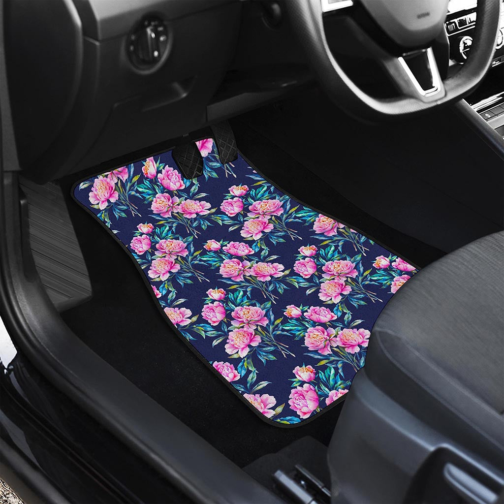 Pink Peony Floral Flower Pattern Print Front Car Floor Mats