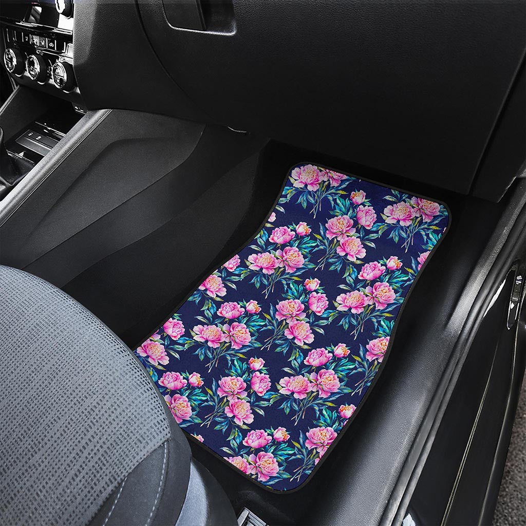 Pink Peony Floral Flower Pattern Print Front Car Floor Mats