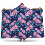 Pink Peony Floral Flower Pattern Print Hooded Blanket